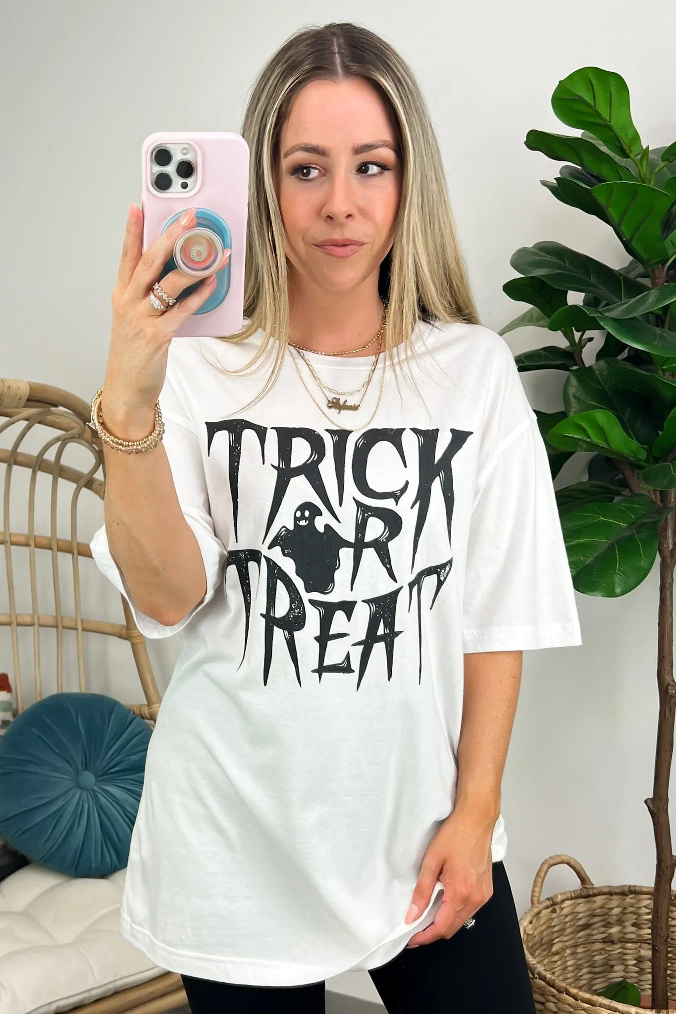 Trick or Treat Oversized Graphic Tee - FINAL SALE