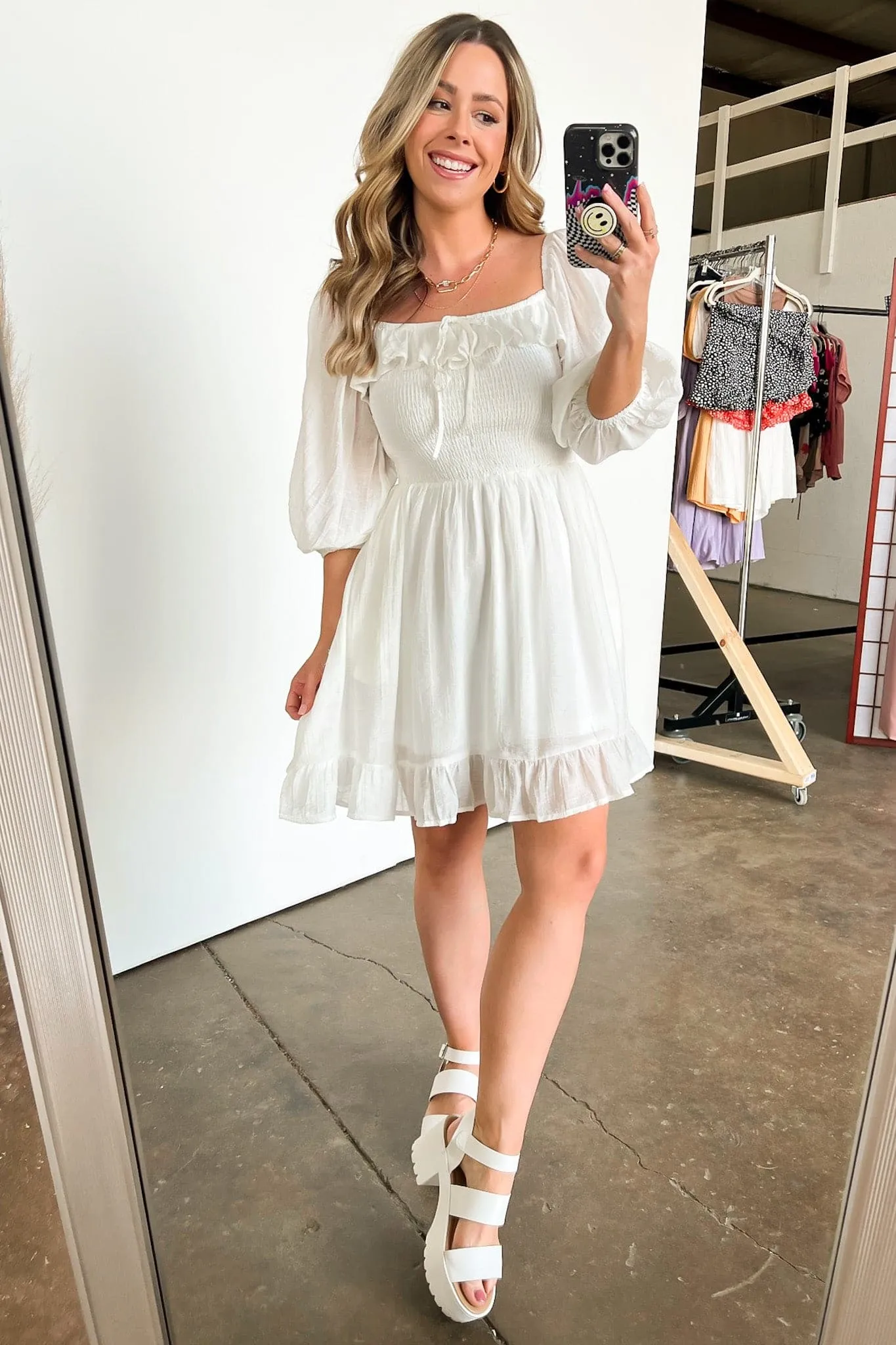 Tullone Smocked Ruffle Trim Dress - FINAL SALE