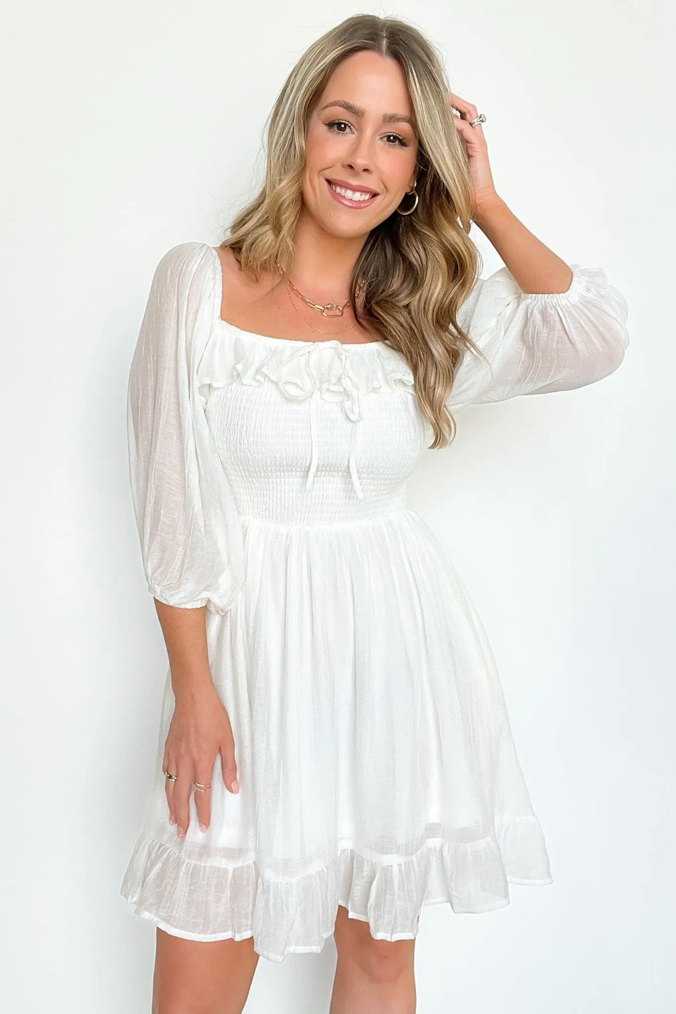 Tullone Smocked Ruffle Trim Dress - FINAL SALE