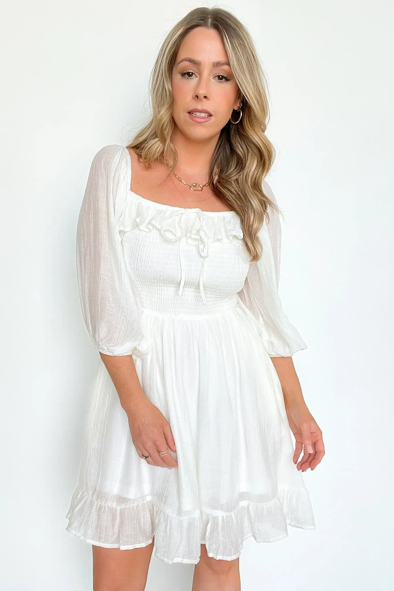 Tullone Smocked Ruffle Trim Dress - FINAL SALE