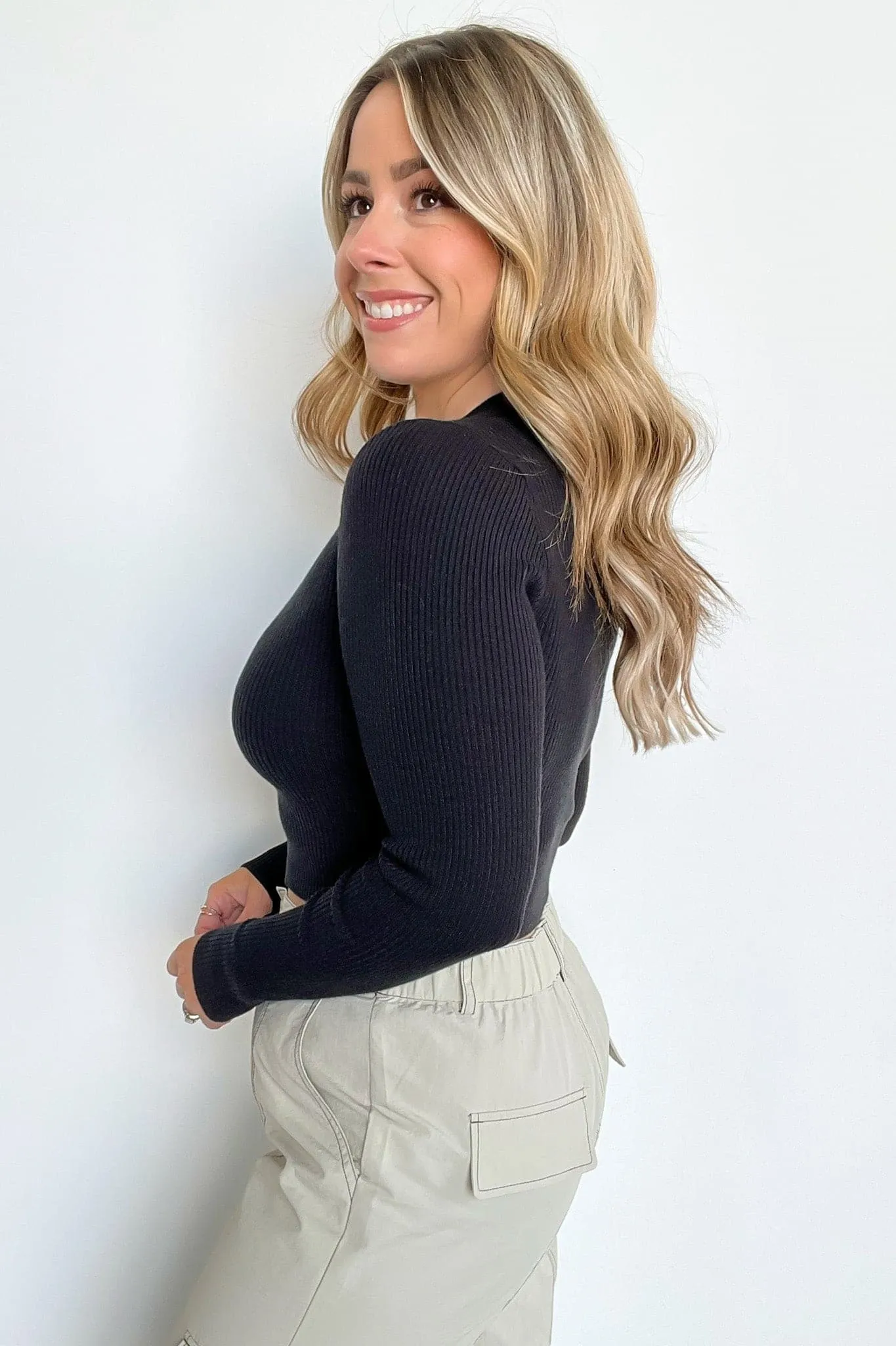 Upfront Style Ribbed Collared Cropped Top - FINAL SALE