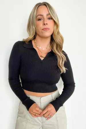 Upfront Style Ribbed Collared Cropped Top - FINAL SALE