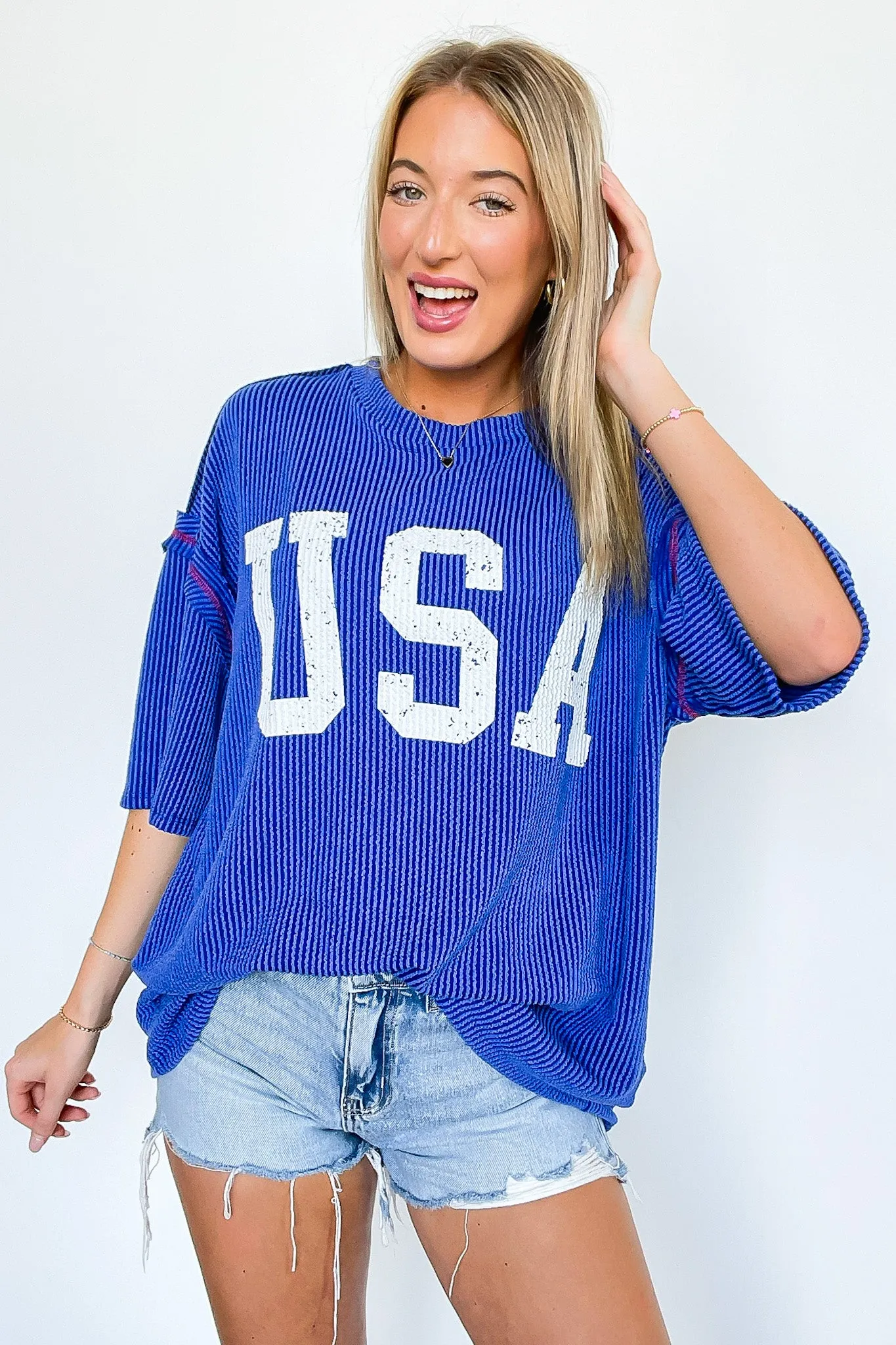 USA Ribbed Graphic Top