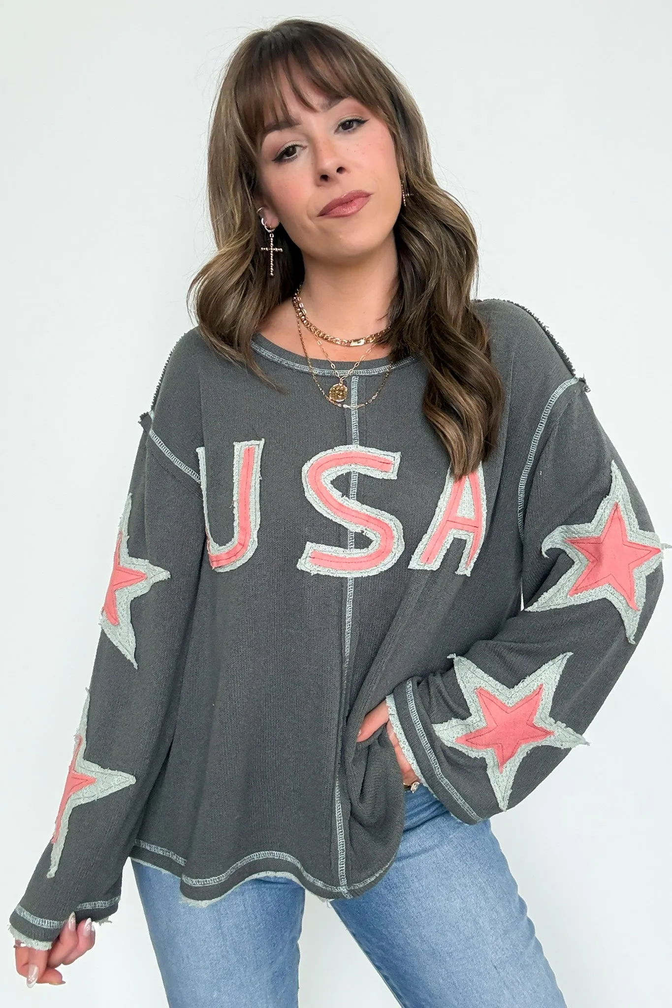 USA Star Graphic Patch Pullover