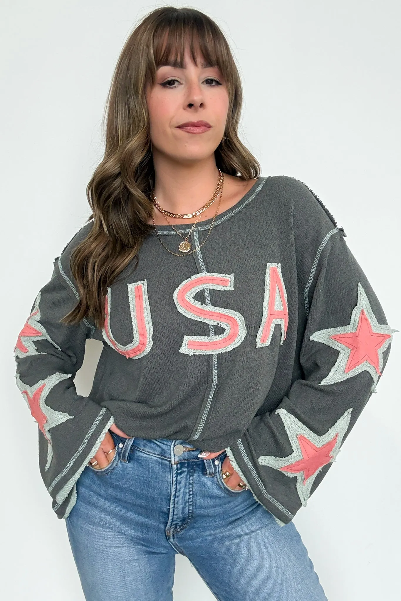 USA Star Graphic Patch Pullover