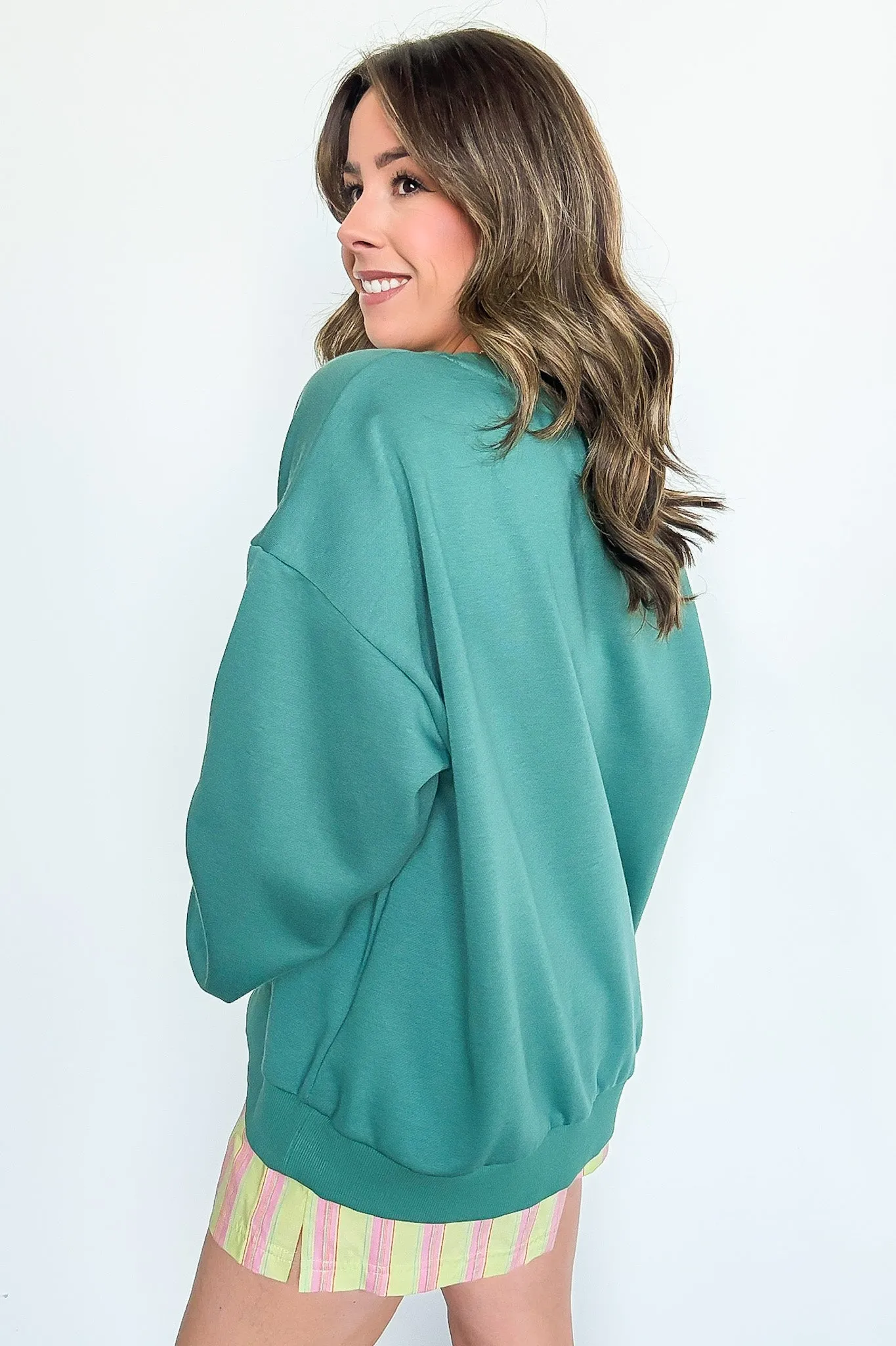 VACAY Graphic Patch Pullover Sweatshirt