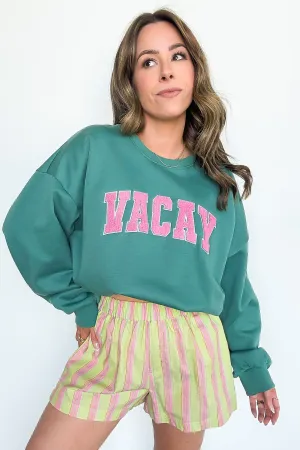 VACAY Graphic Patch Pullover Sweatshirt
