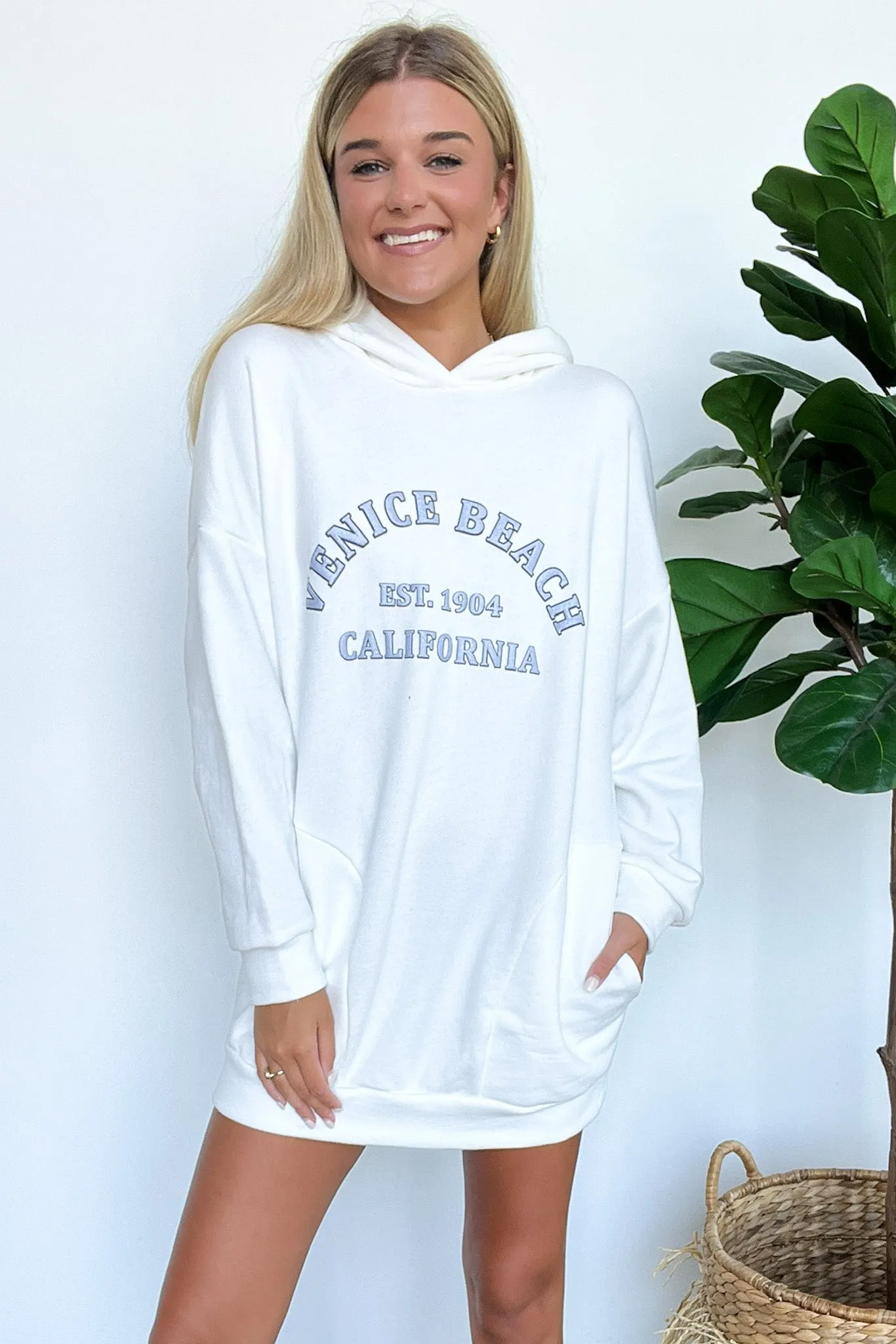 Venice Beach Graphic Hoodie Sweatshirt Dress - FINAL SALE