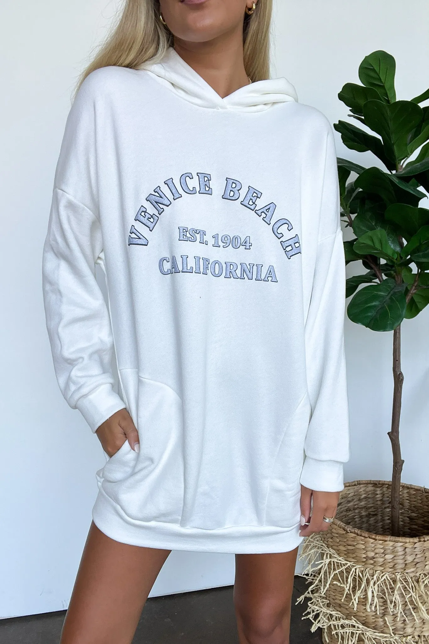 Venice Beach Graphic Hoodie Sweatshirt Dress - FINAL SALE