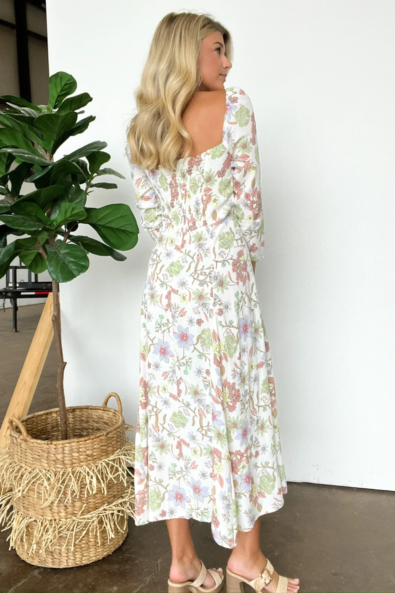 Vivacious Charm Slit Front Floral Dress