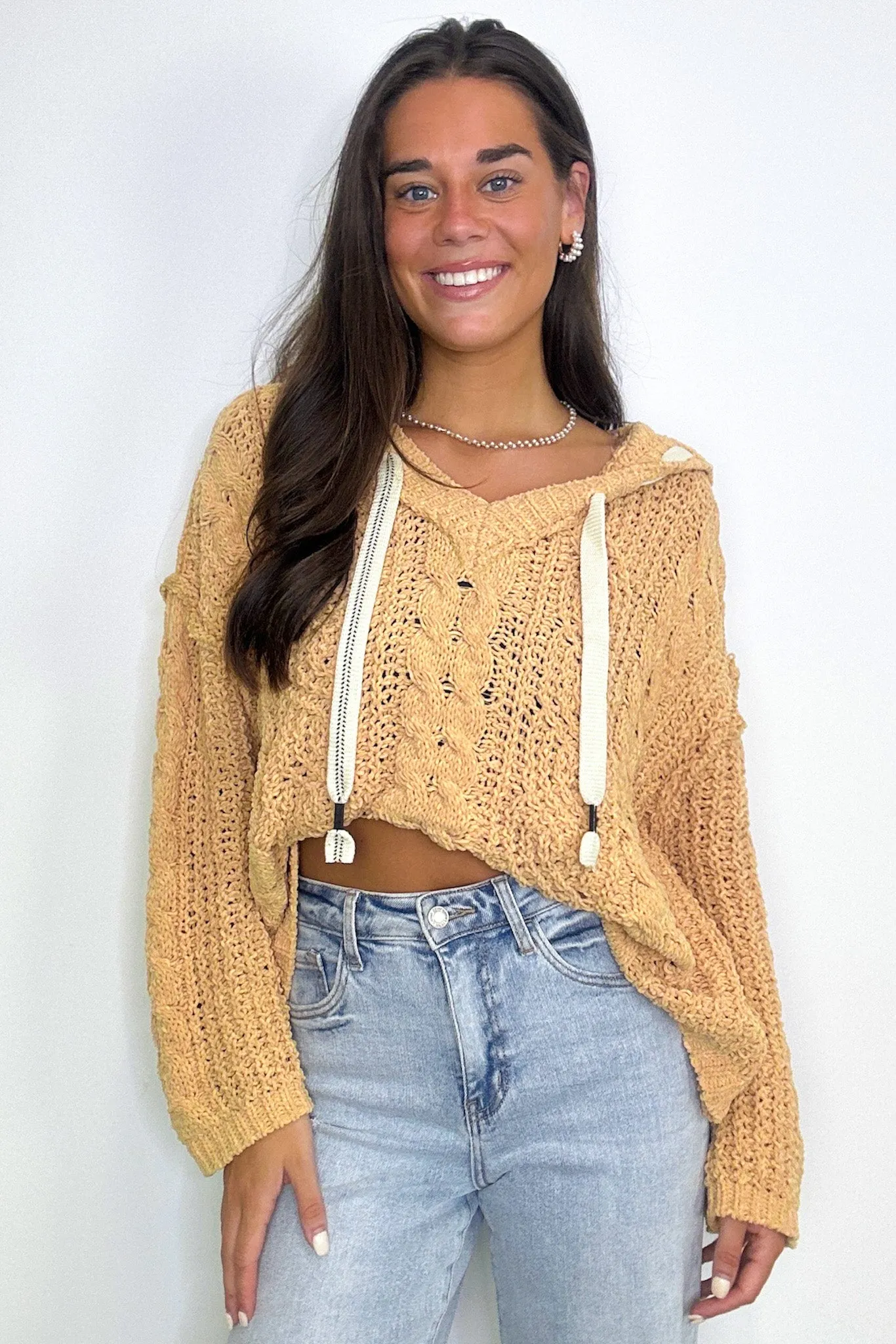 Vivi Cable Knit Chenille Hooded Sweater - FINAL SALE