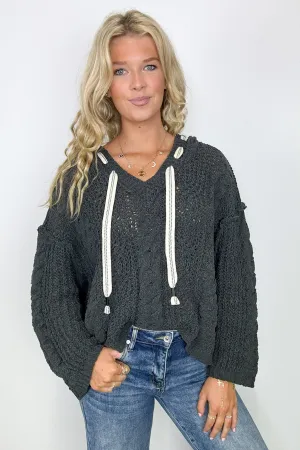 Vivi Cable Knit Chenille Hooded Sweater - FINAL SALE