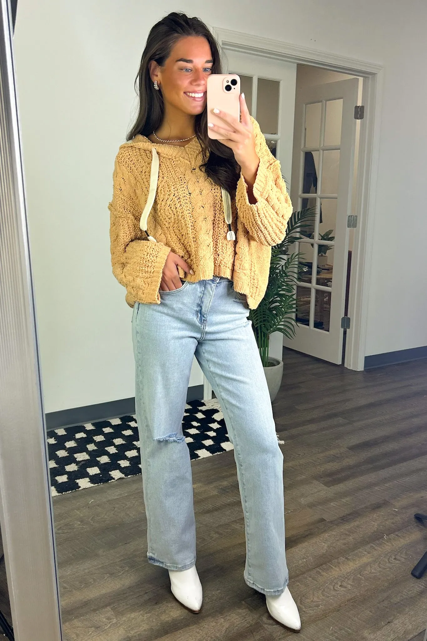 Vivi Cable Knit Chenille Hooded Sweater - FINAL SALE