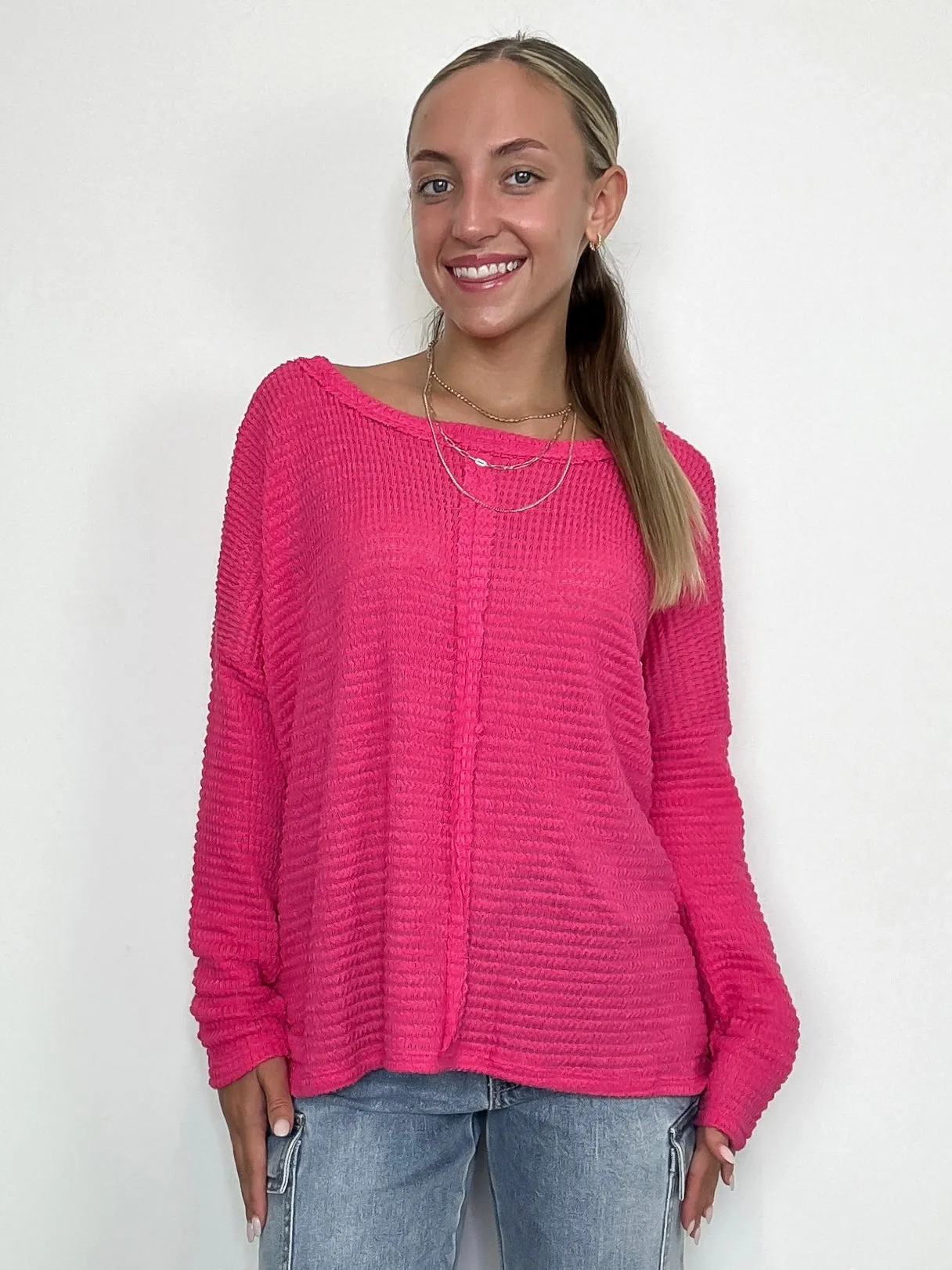 Wanderlight Jacquard Knit Dolman Sleeve Top