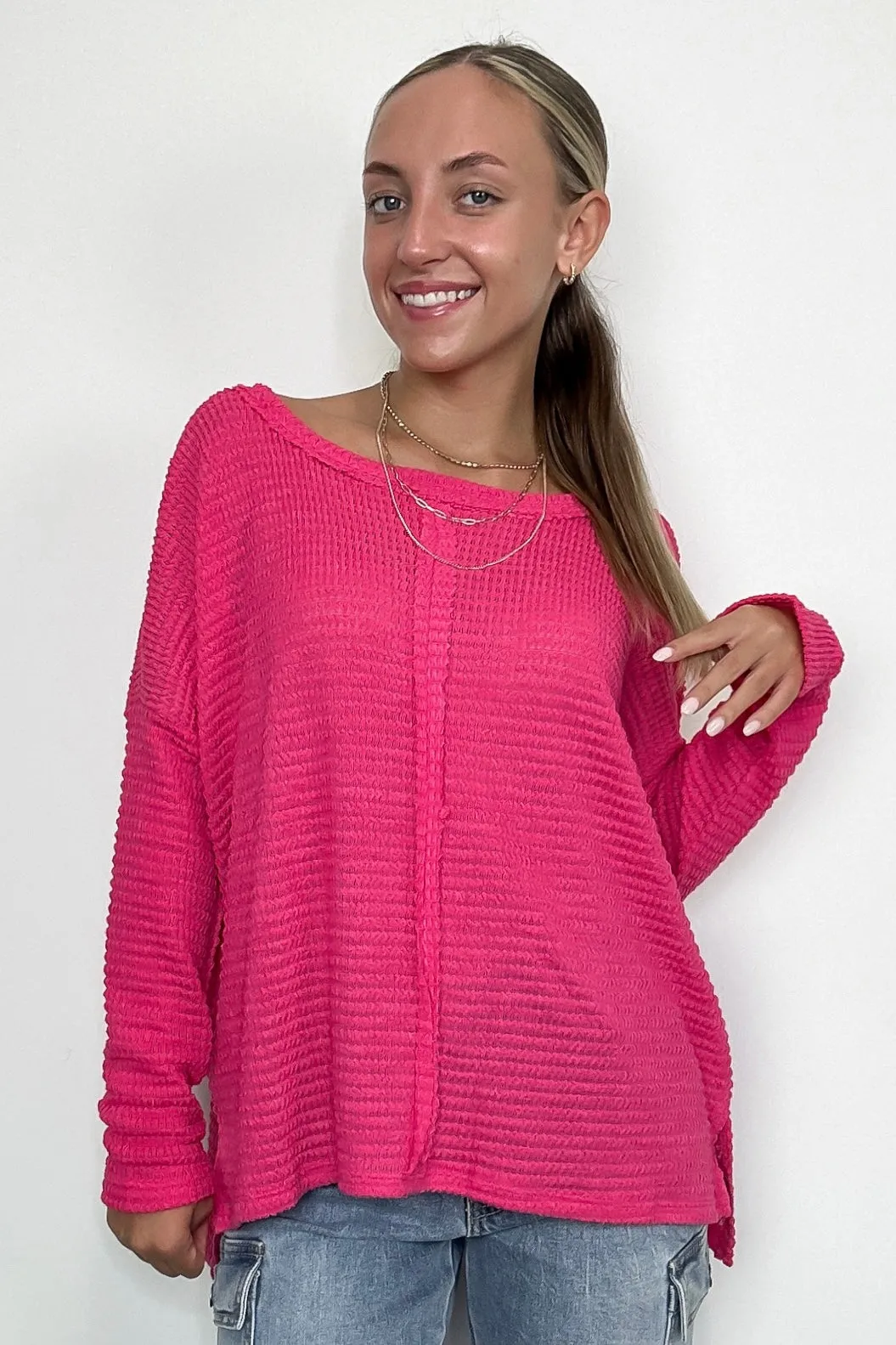 Wanderlight Jacquard Knit Dolman Sleeve Top