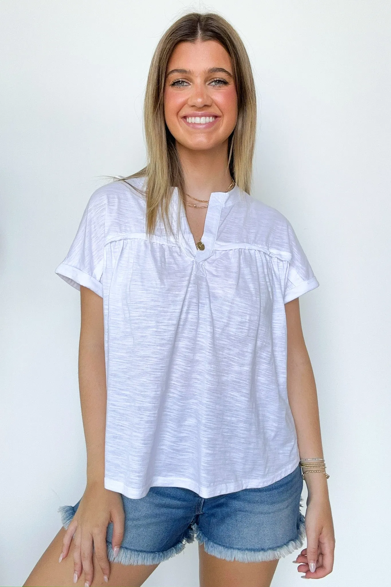 Waverly Mineral Washed Split Neck Top