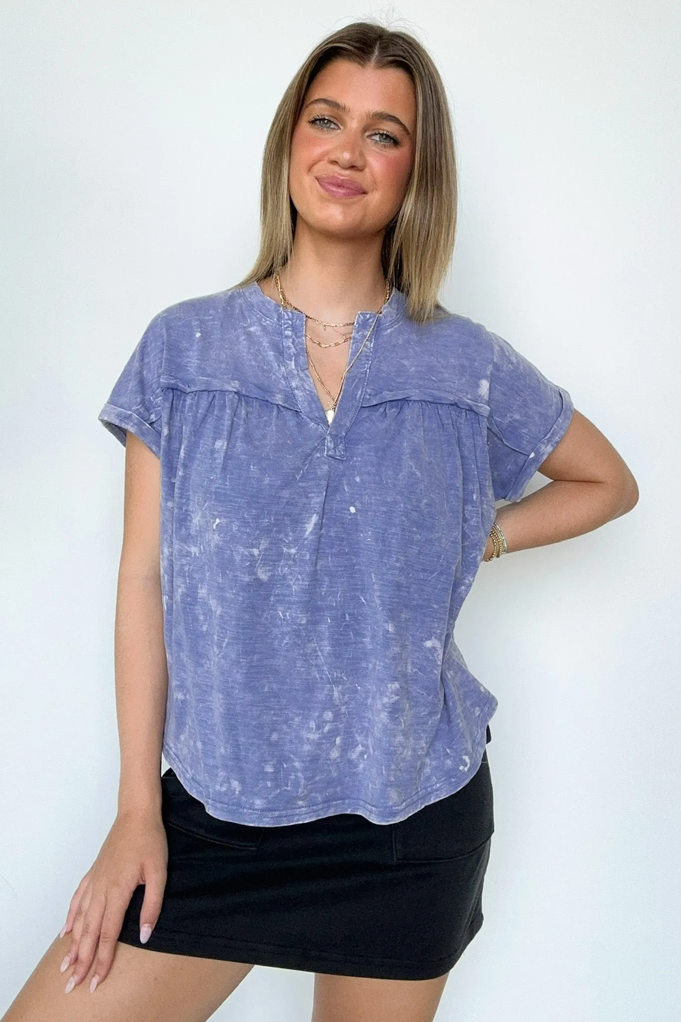 Waverly Mineral Washed Split Neck Top