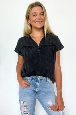 Waverly Mineral Washed Split Neck Top