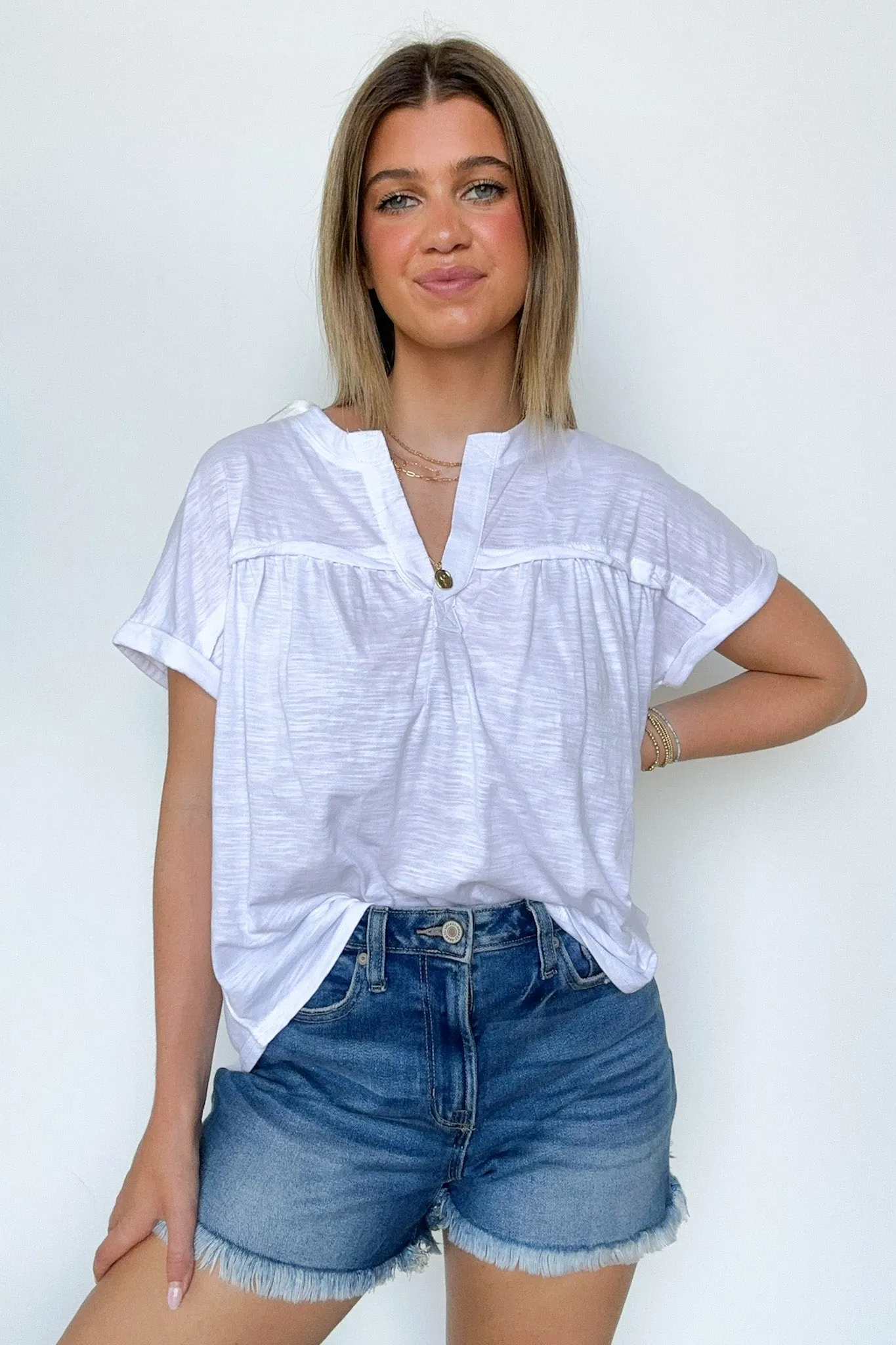 Waverly Mineral Washed Split Neck Top