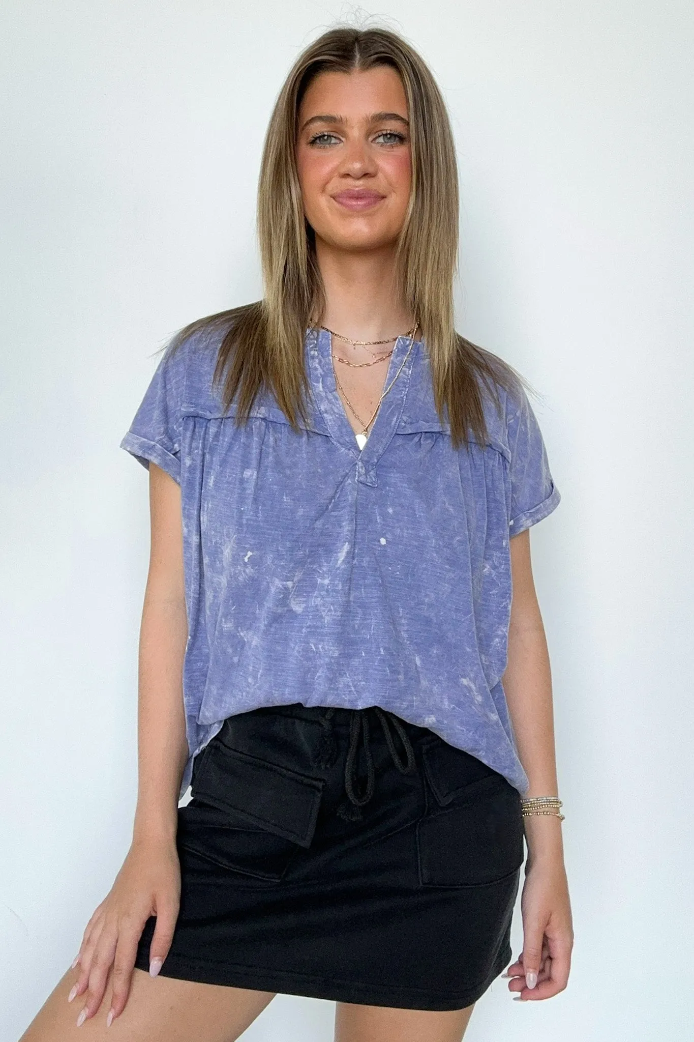 Waverly Mineral Washed Split Neck Top