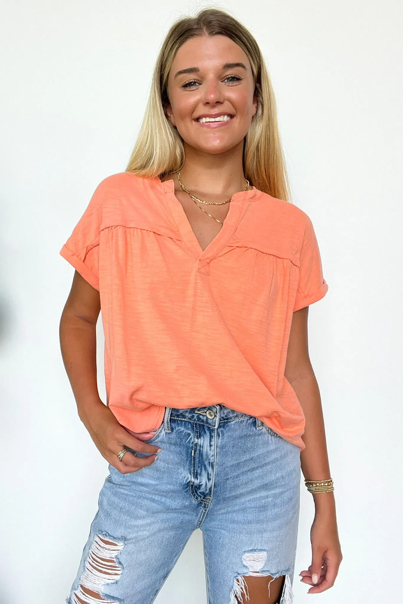 Waverly Mineral Washed Split Neck Top