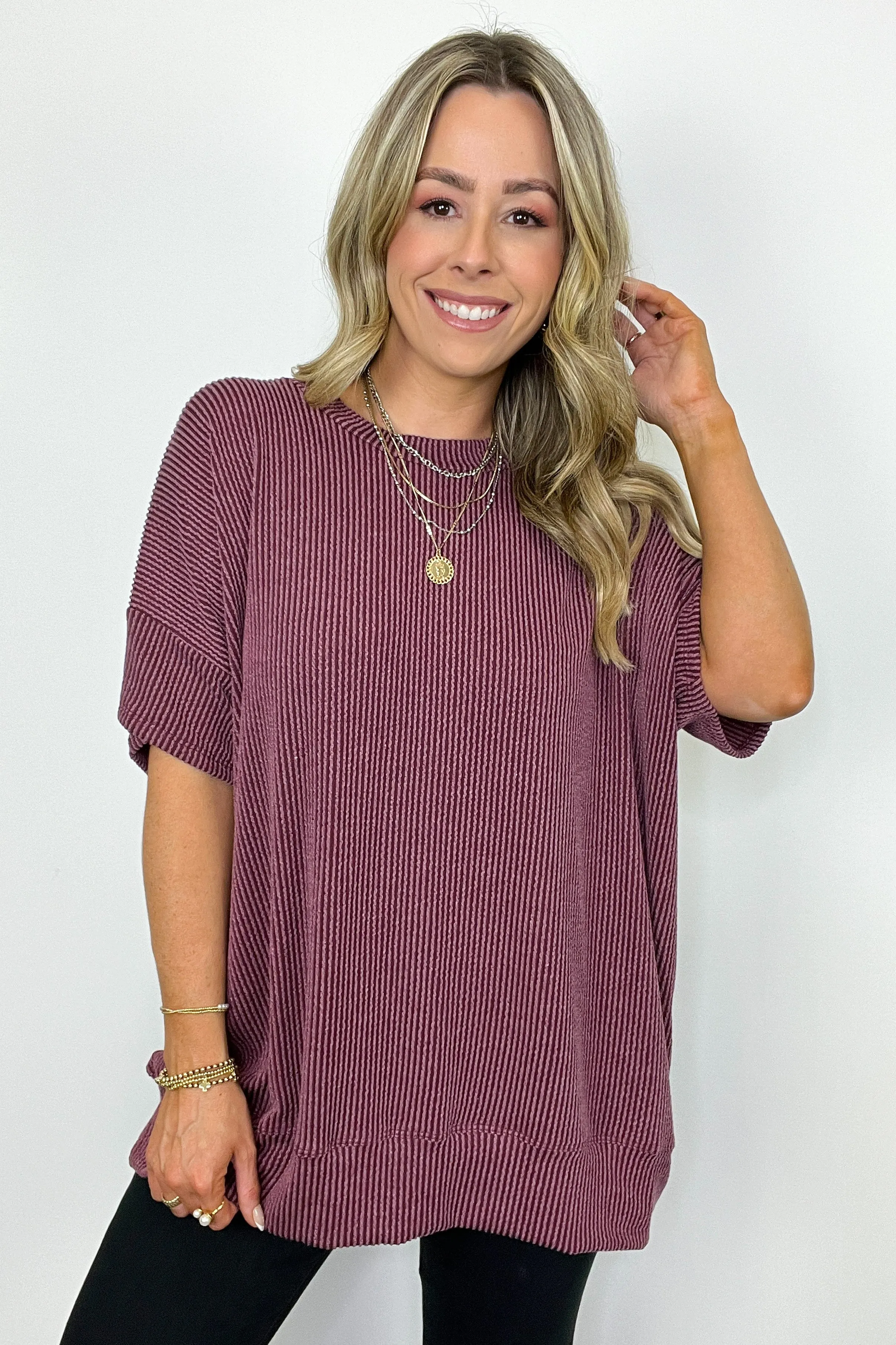 Weekend Getaway Rib Knit Oversized Top - BACK IN STOCK