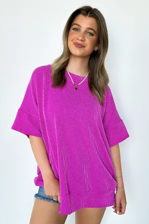 Weekend Getaway Rib Knit Oversized Top - BACK IN STOCK