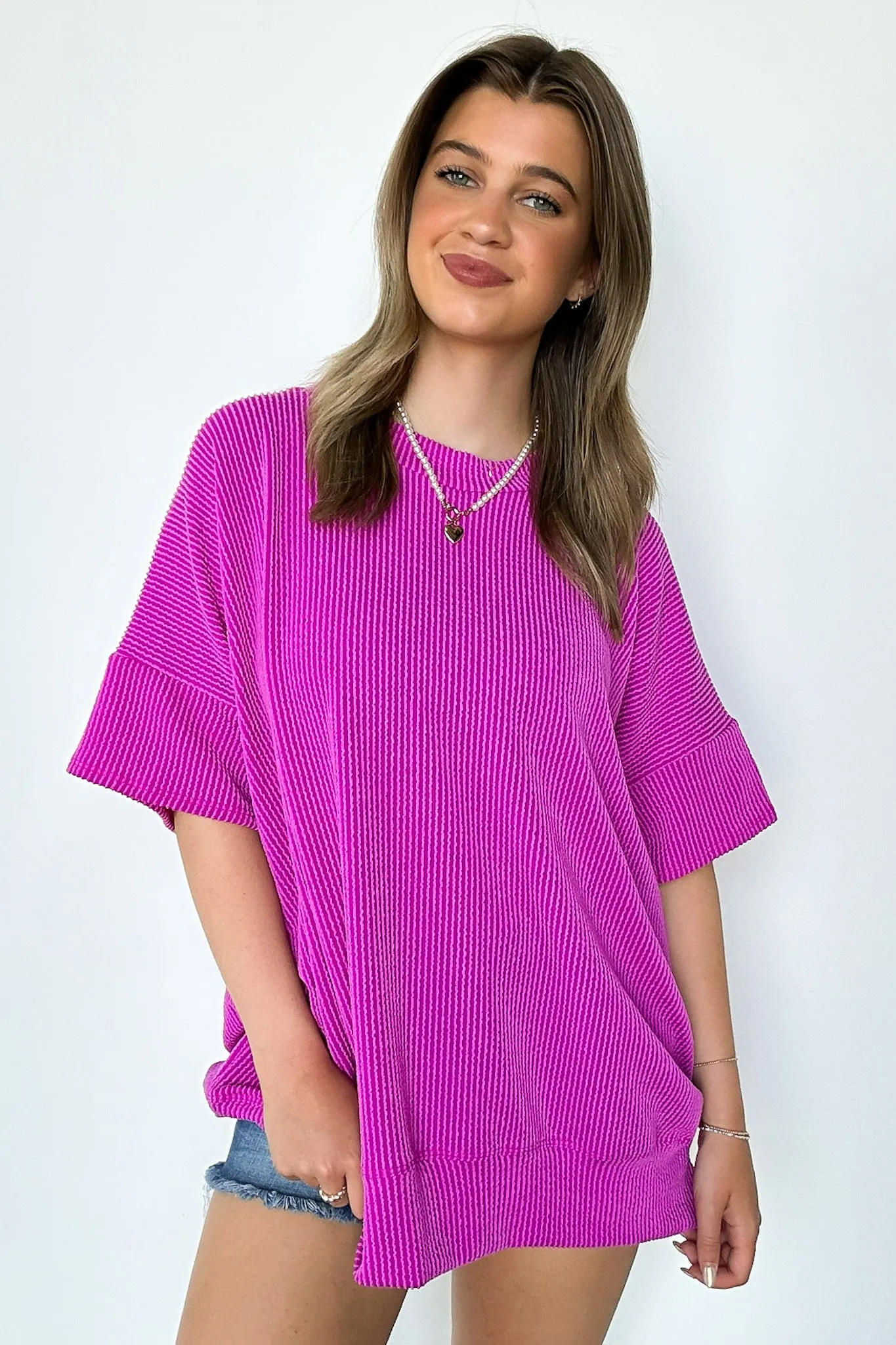 Weekend Getaway Rib Knit Oversized Top - BACK IN STOCK
