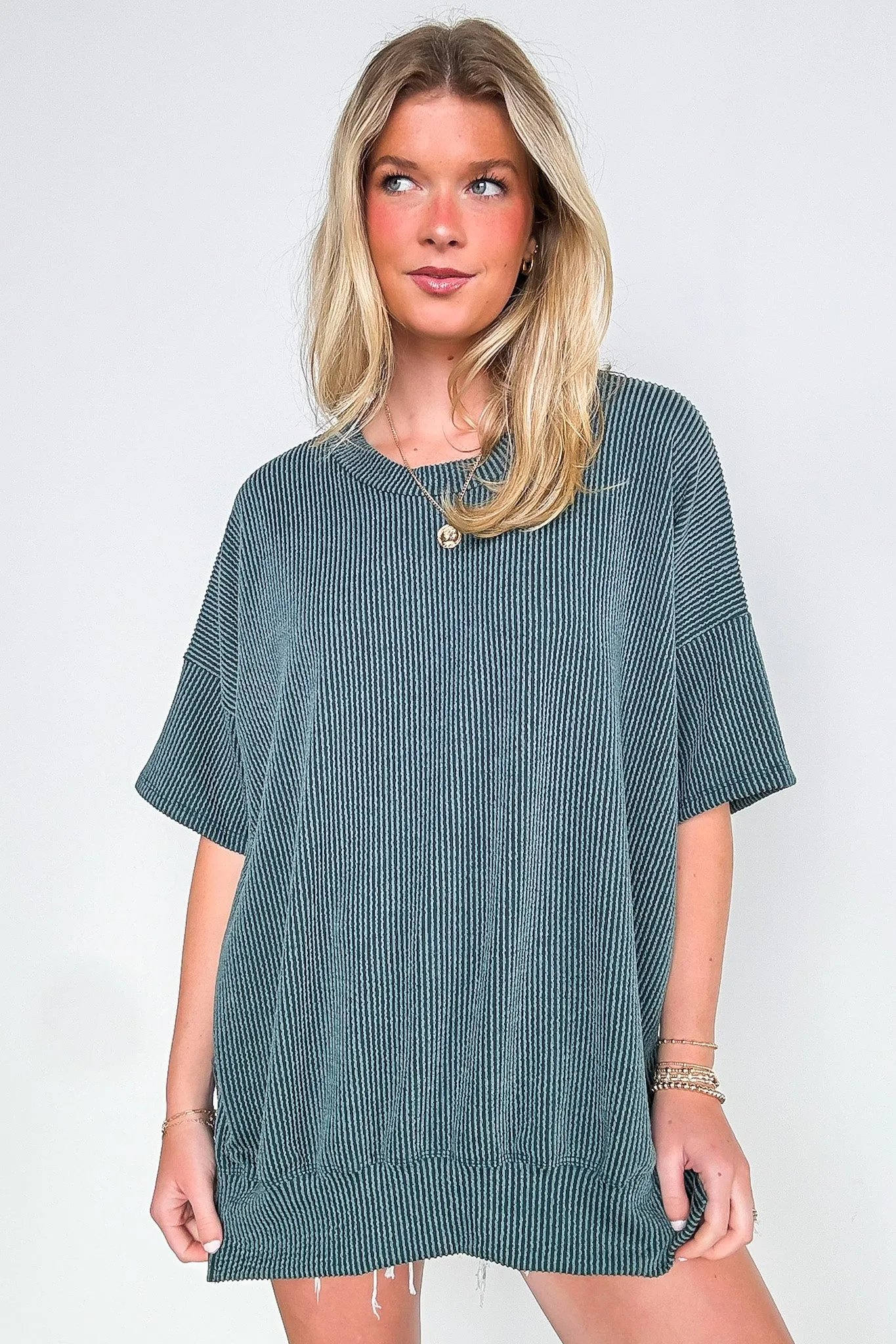 Weekend Wanderlust Rib Knit Side Slit Top - BACK IN STOCK
