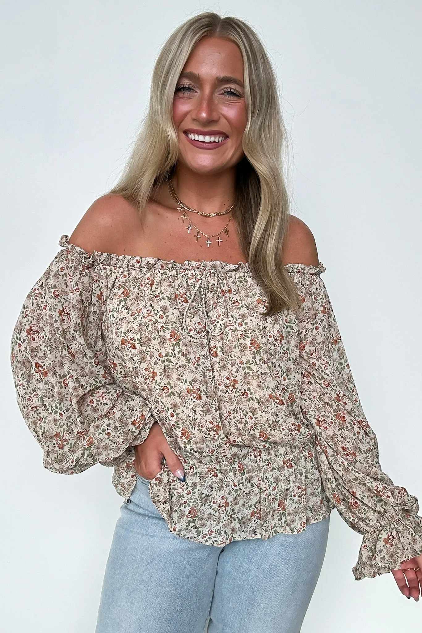Whimsical Cutie Off Shoulder Floral Top - FINAL SALE