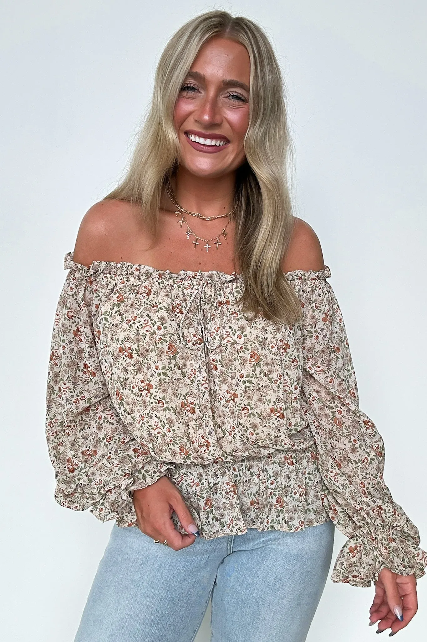 Whimsical Cutie Off Shoulder Floral Top - FINAL SALE