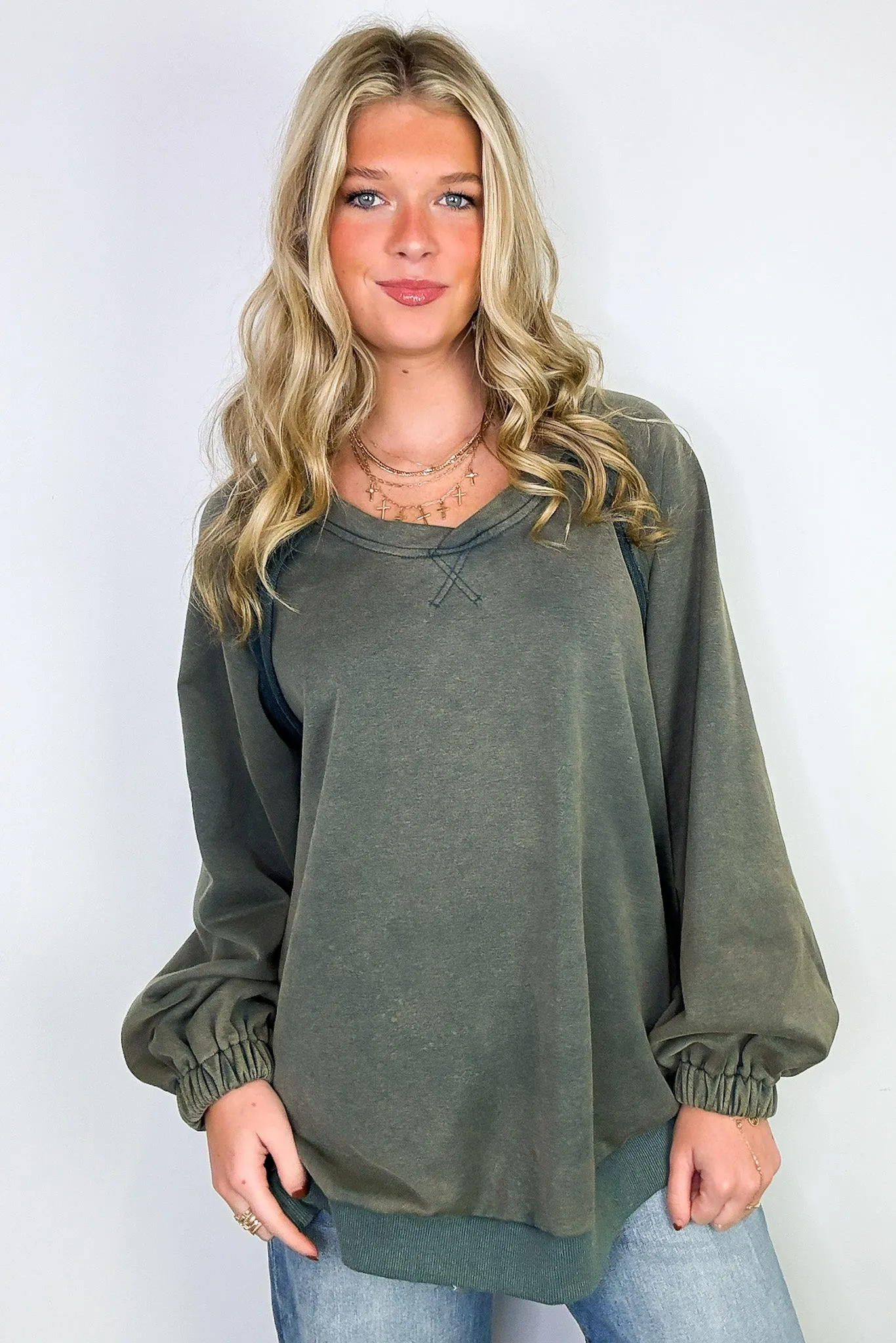 Zadie Cross Back Vintage Wash Pullover - FINAL SALE