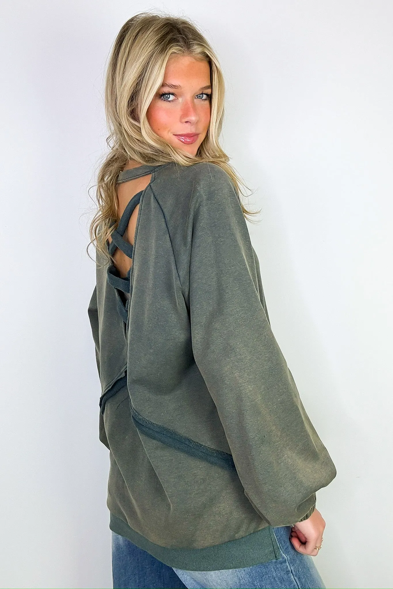 Zadie Cross Back Vintage Wash Pullover - FINAL SALE