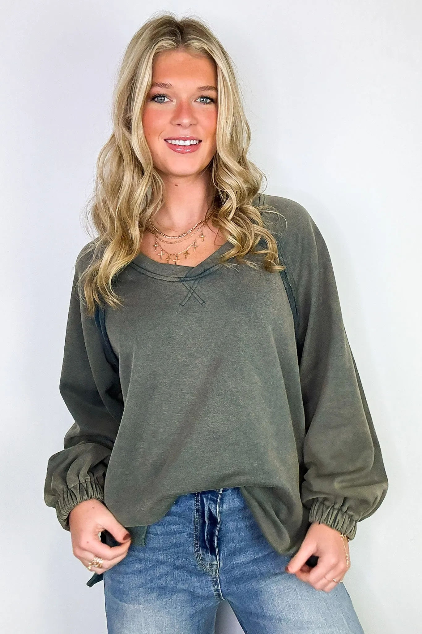 Zadie Cross Back Vintage Wash Pullover - FINAL SALE