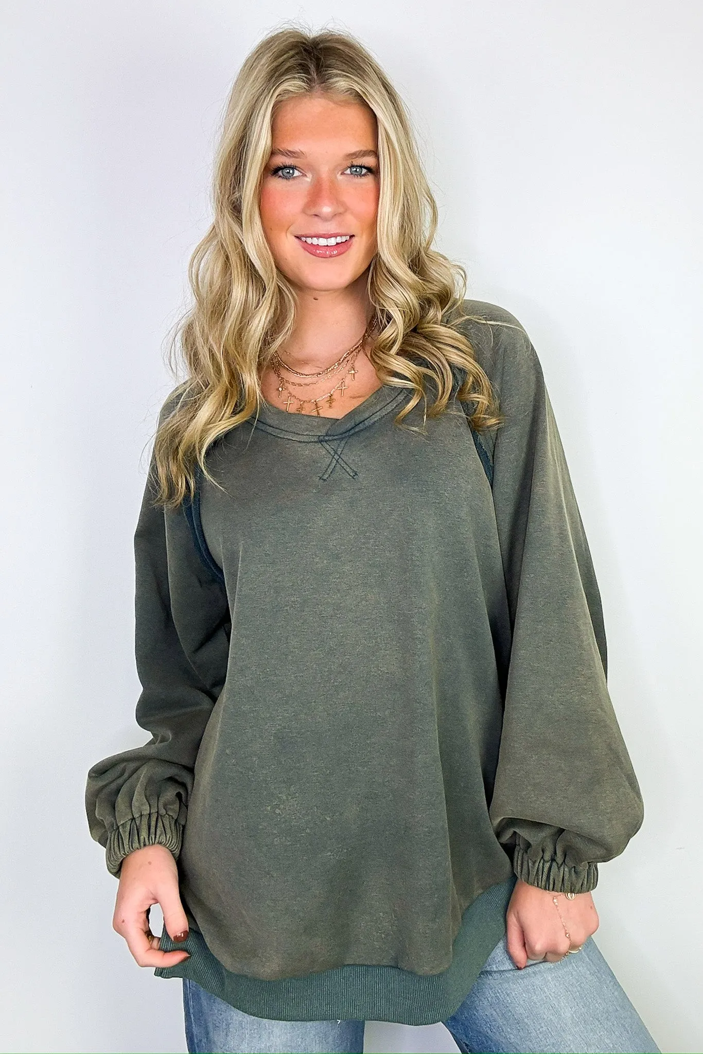 Zadie Cross Back Vintage Wash Pullover - FINAL SALE