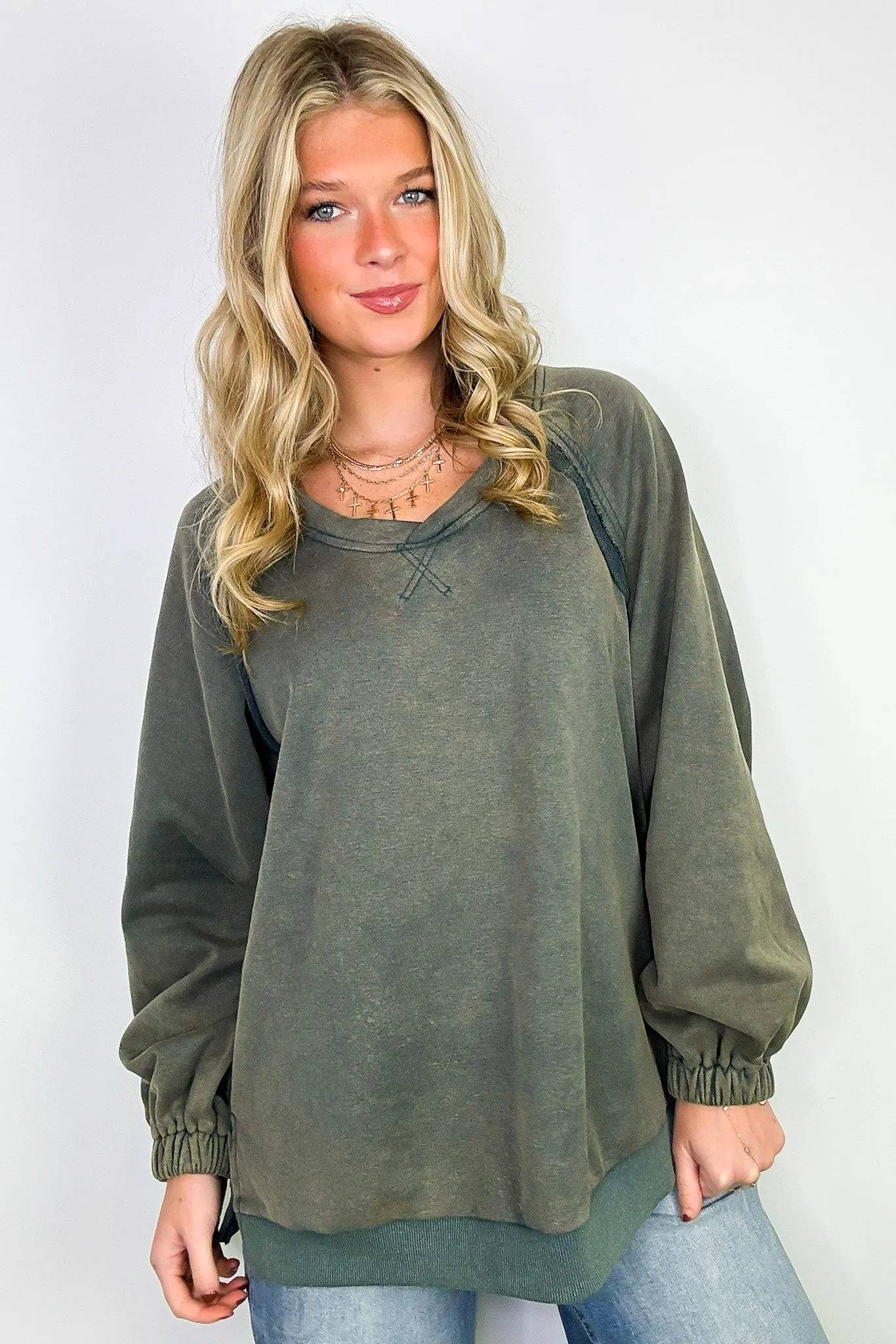 Zadie Cross Back Vintage Wash Pullover - FINAL SALE