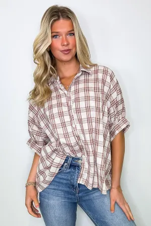 Zoe Plaid Dolman Sleeve Top